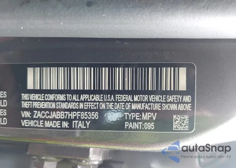2017 Jeep Renegade Latitude Fwd from USA, damaged, VIN ZACCJABB7HPF85356